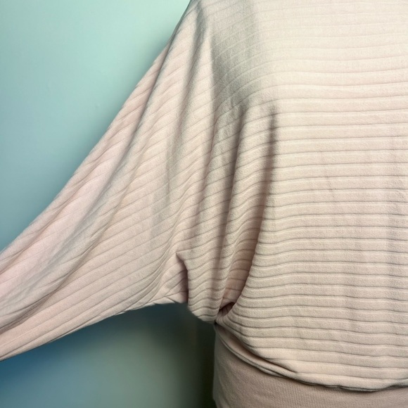 Anthropologie women’s velour striped pullover pale pink top size medium - Picture 2 of 7